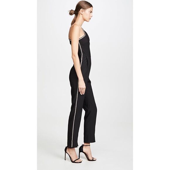 Self-Portrait One shoulder crepe Jumpsuit in black size US6 - Picture 8 of 13